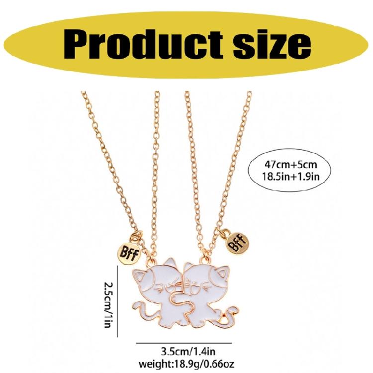 Набор из 2 кулонов-кошек Ожерелья дружбы Набор Регулируемая цепочка Текстура сплава Подарок для лучшего друга