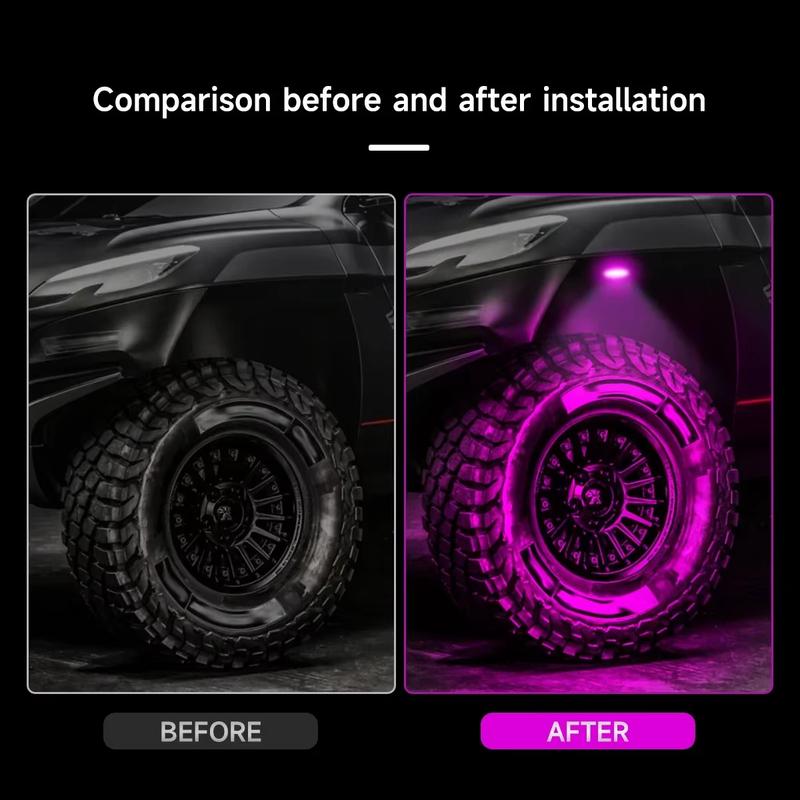 4PCS Car Chassis Light 12V LED Rock Lights 24 High Brightness Ambient Lighting For Polaris Yamaha Can-Am UTV ATV Off Road Jeep