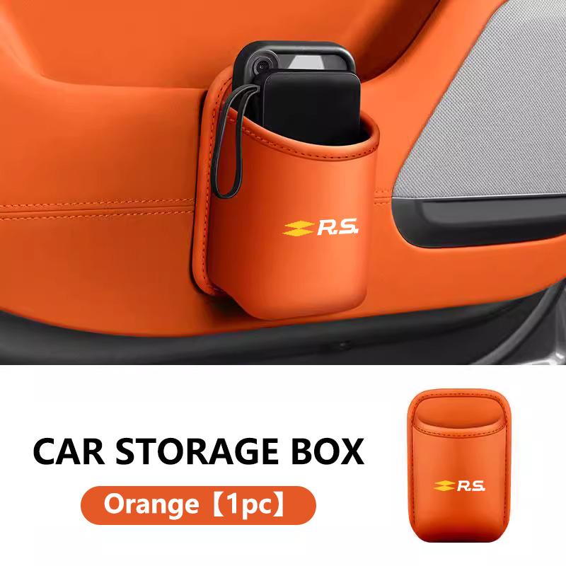 Car Door Wall Mounted Storage PU Logo Storage Hang Pocket For Renault RS Line Clio Megane 3 Scenic Laguna Logan Kangoo Sandero T111
