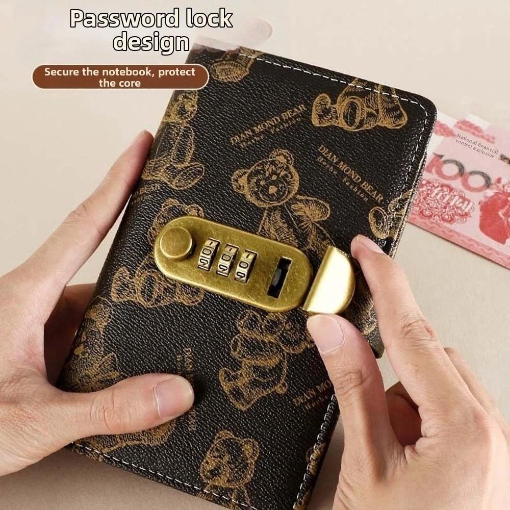 Anti-splash Water Code Notebook for Money A6 Leather Password Savings Book Student