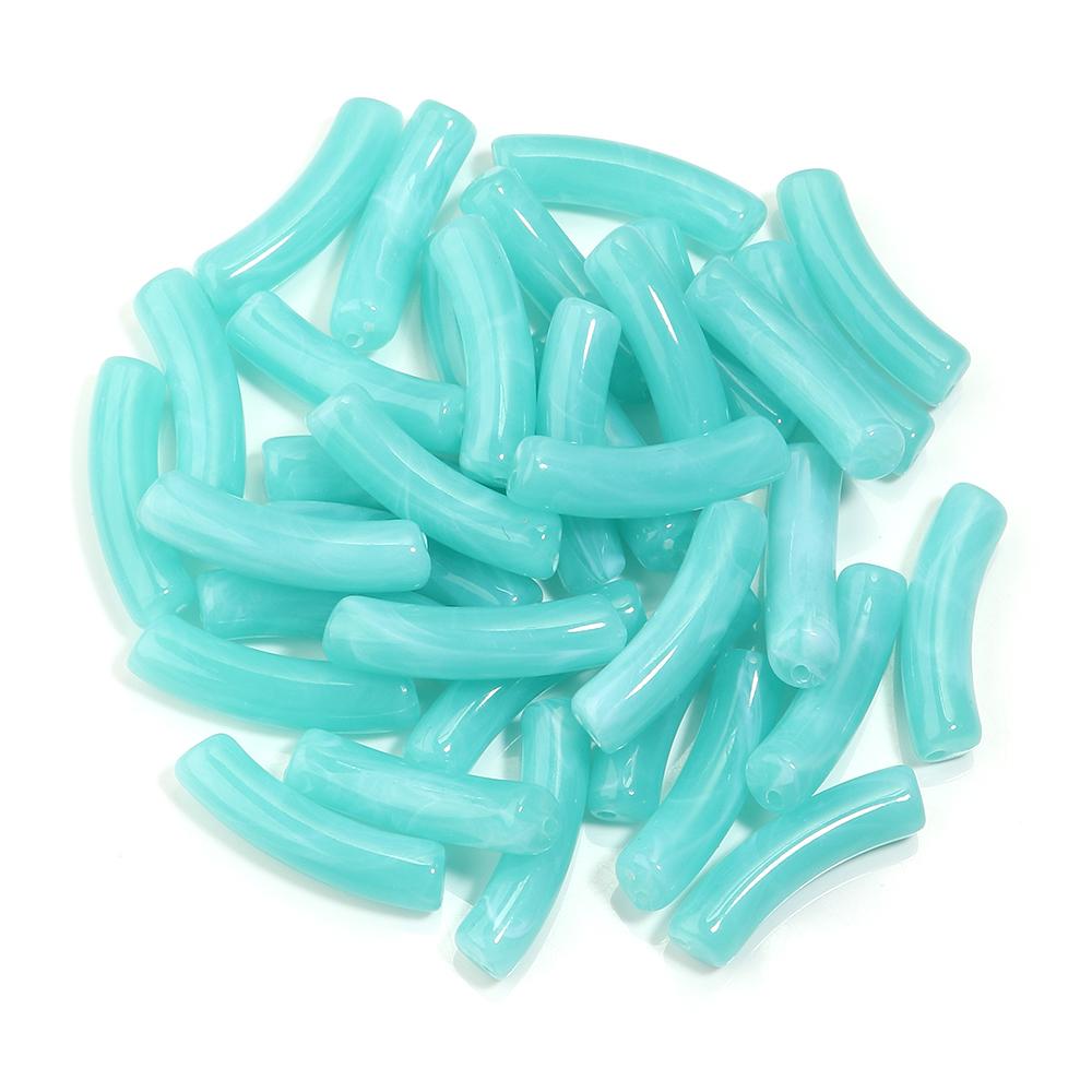30pcs/lot Acrylic Curved Tube Beads Dual Color Thin Bamboo Shape Loose Spacer Bead For DIY Bracelet Necklace Jewelry Accessories