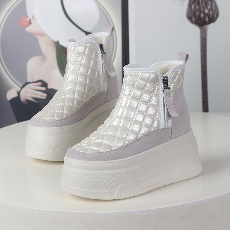 Мода 12 см ПУ Весна Женская Модная Обувь Микрофибра Кожа Сапоги Ботильоны Труба ZIP Женские Осень Мотоциклетные