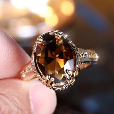 Роскошные кольца в форме яйца с кубическим цирконием для женщин и мужчин, обручальные кольца цвета желтого золота, ювелирные изделия, подарок