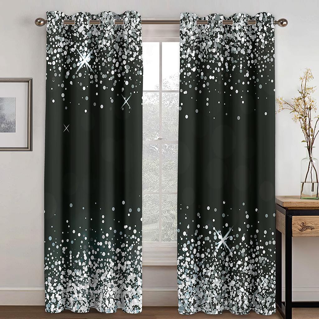 Rainbow Pink Gold Star Glitters Drips Printed Children's Window Panel Drapes designed for Girl Living Room Bedroom Decor 2 Pieces Free Shipping