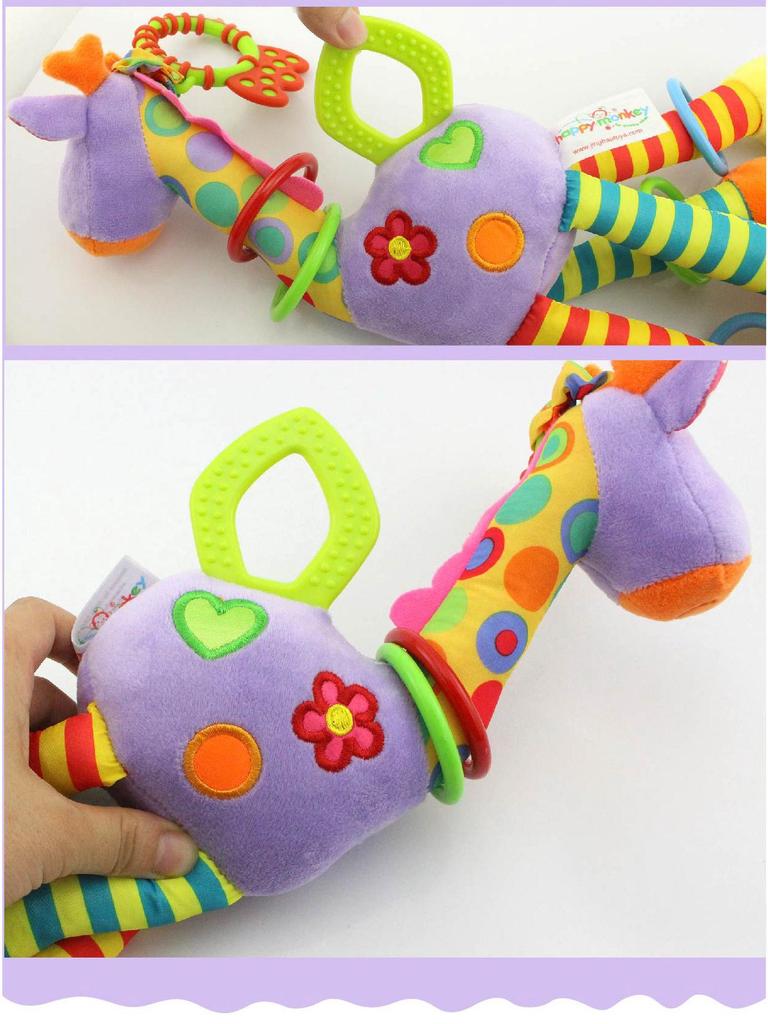 Счастливая обезьянка жираф подвесная успокаивающая игрушка для коляски для новорожденных