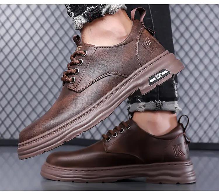 Мужская обувь осенняя британская деловая мужская повседневная кожаная обувь для работы и учебы черная мягкая подошва большой носок модная обувь