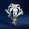 Korean Fashion Lily Brooch Women'S Niche Design Sense Enamel Brooch Temperament Coat Pin With Accessories