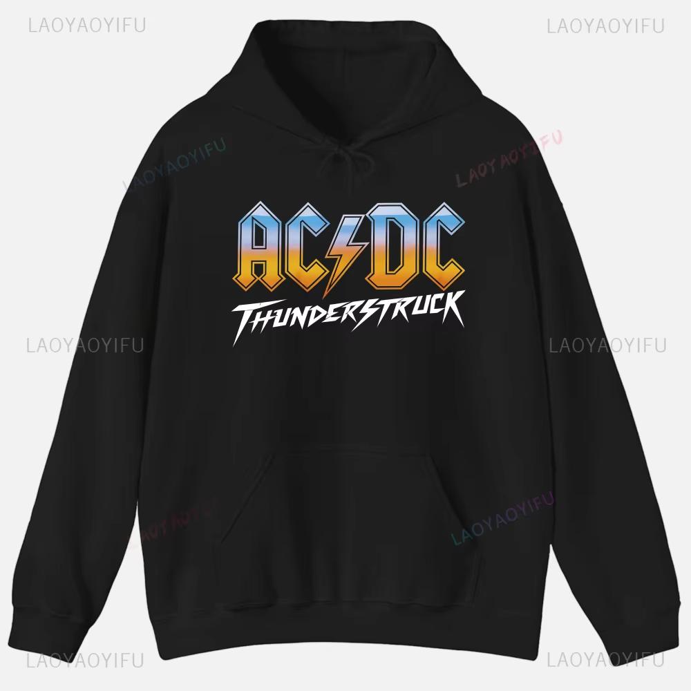ACDC Printed Unisex Hoodie Plain Clothes Tops Women Long Sleeve Graphic Sweatshirt Quality Clothing Autumn Streetwear Custom Funny