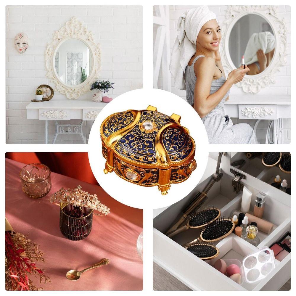 Oval Shape Jewelry Organizer Relief Design Jewelry Storage Case Jewelry Box Jewelry Storage