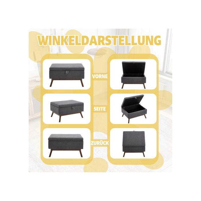 Tabouret de rangement - MUVOE - Carré - Bois massif - Multifonctionnel - Gris