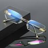 Blue Light Blocking Glasses Rimless Frame Clear Lens Reading Glasses Intelligent Zoom Anti-Glare Eyeglasses for Women Men