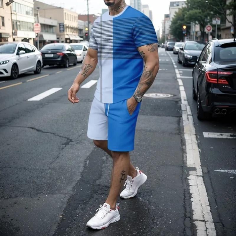Бутик3D модные мужские шорты в стиле ретро, ​​спортивная одежда, комплект из двух предметов уличной одежды, футболка с короткими рукавами + шорты, мужская одежда