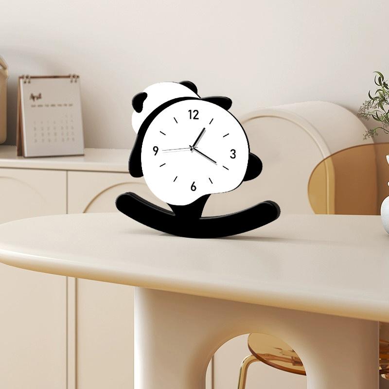 Panda Ornaments Light Luxury High End Home TV Cabinet Decoration Living Room Modern Office High End Sense Pendulum Clock Table Clock