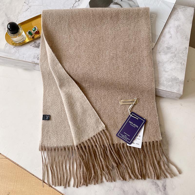 White Raspberry Pink Cashmere Scarf Women's Winter Thickened Versatile Simple Double-sided Scarf Gift