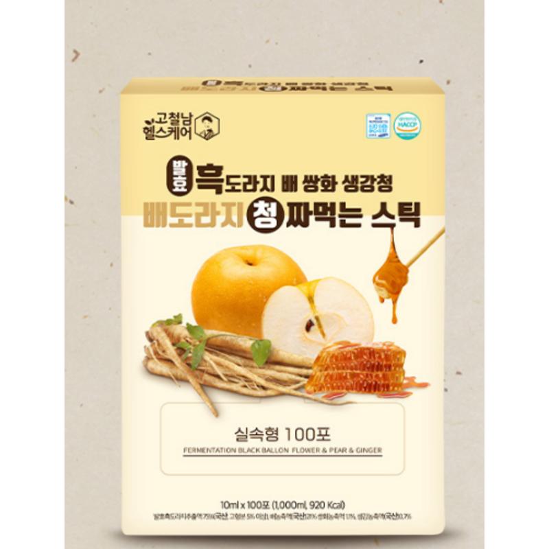 Gocheolnam Healthcare Black Bellflower Pear Ssanghwa Ginger Cheong Squeezable Practical Stick, 1L, 100 pieces