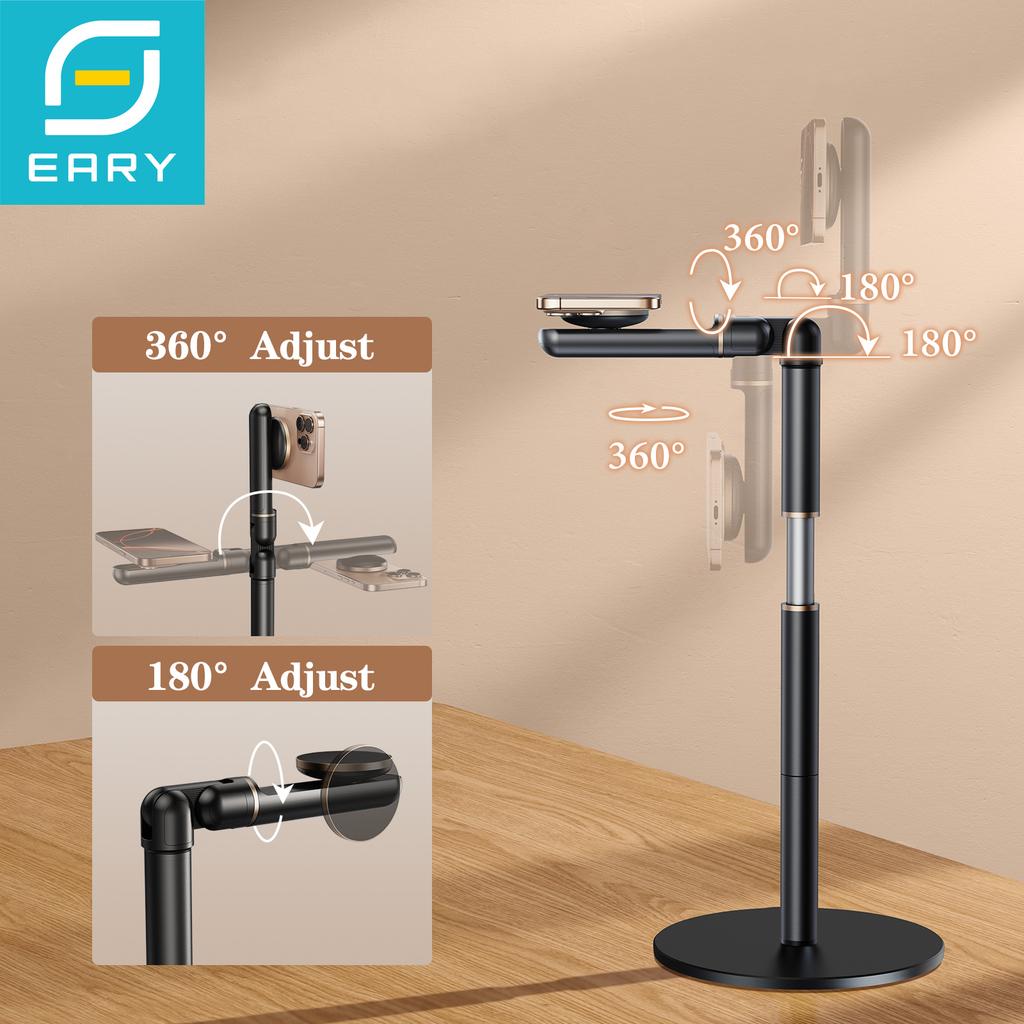Desktop Magnetic Phone Holders Stand With 360° Rotatable Height Adjustable Bracket for iPhone 17 Promax 16 15 Samsung S25U