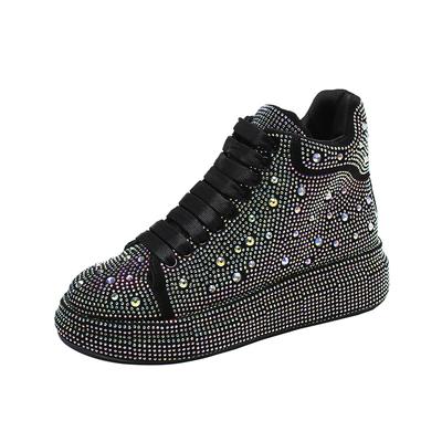 Элегантные сапоги и ботильоны с бриллиантами для женщин, зимние женские сапоги для снега, с круглым носком, с толстой подошвой, теплые, с мерцающей отделкой