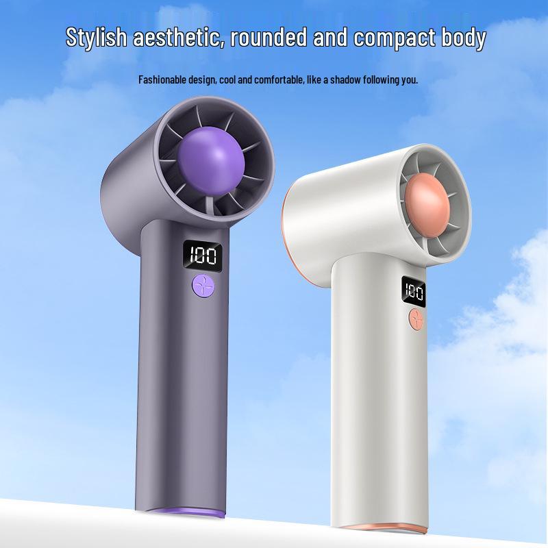 Portable High-Speed USB Rechargeable Handheld Turbine Fan - Strong Wind Mini Desktop Fan