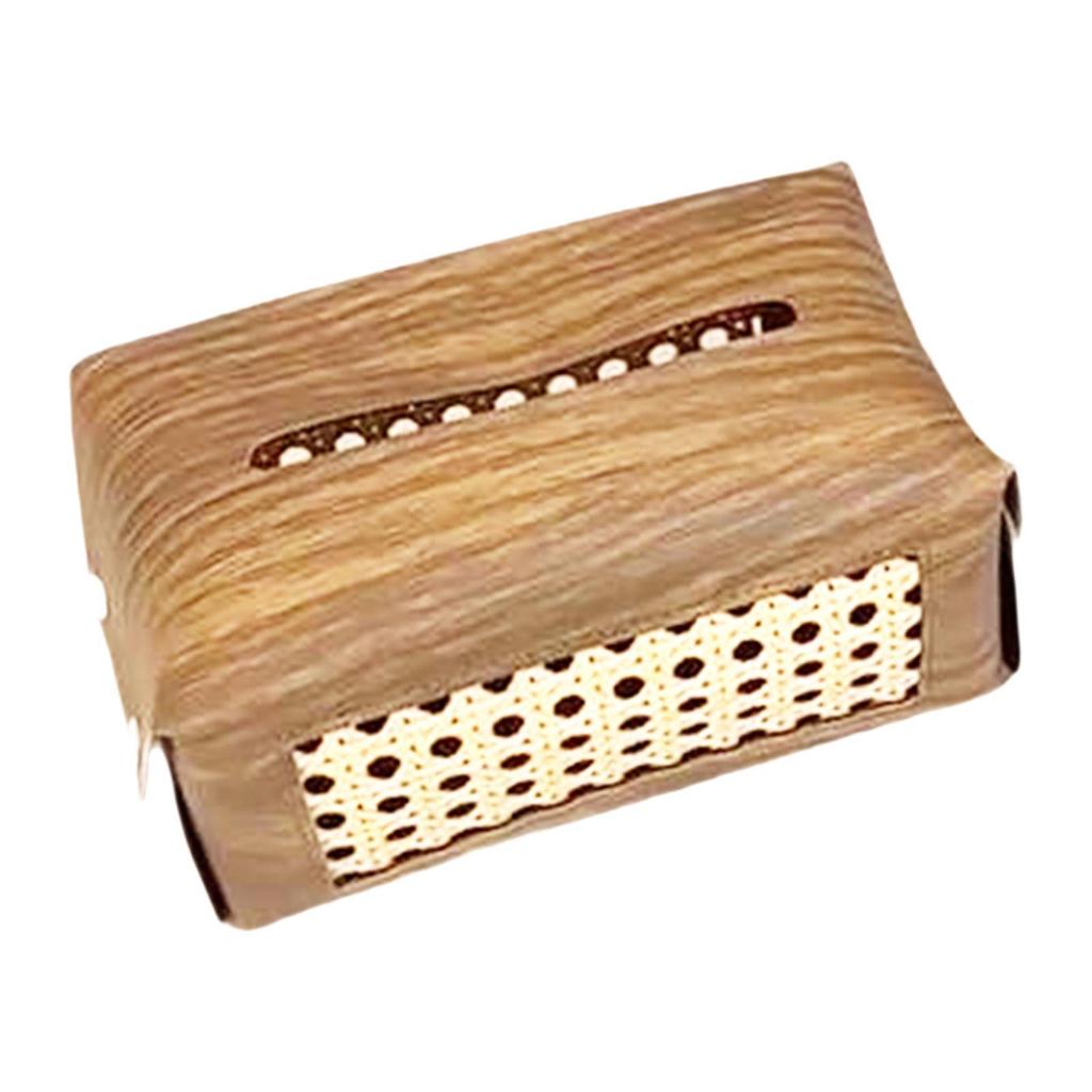 PU Leather Tissue Box Holder Napkin Organizer Rectangular Tissue Box Cover for Bedside Restaurant Bathroom Car Vanity Countertop