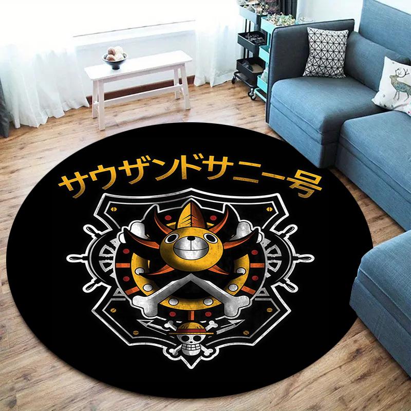 One Piece Jolly Roger Logo Round Area Rug Carpet Rug For Living Room Bedroom Sofa Playroom Decor Nonslip Floor Mat