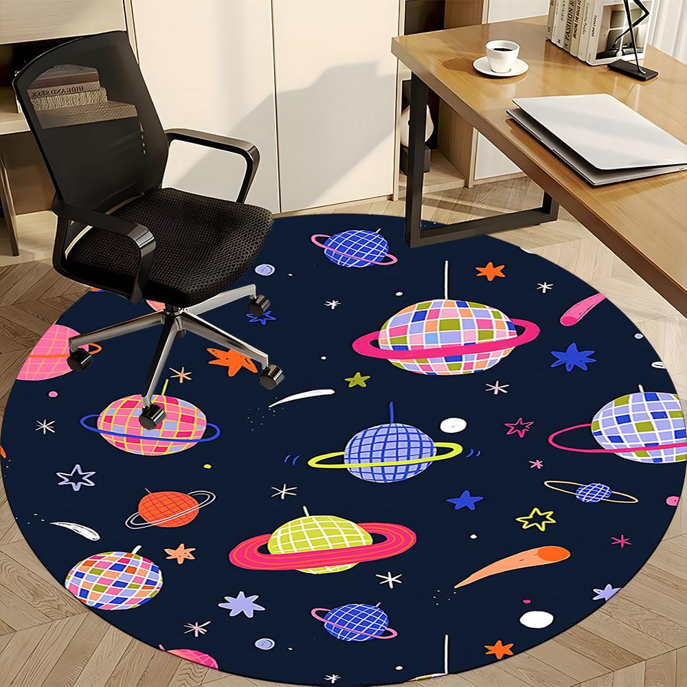 1 шт. Круглый ковер Space Disco для офиса, коврик, подходящий для офиса, под офисные стулья, спальни, гостиной, домашнего декора, декора комнаты