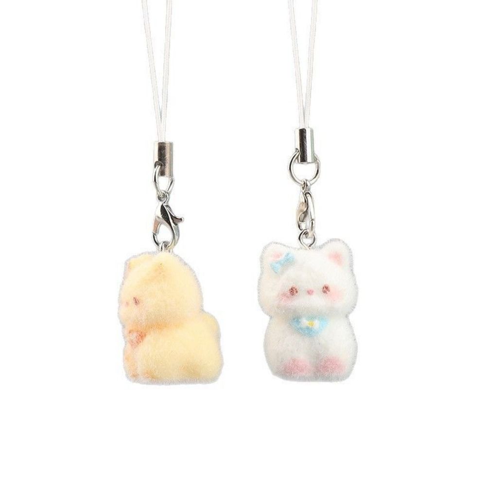 10Pcs Resin Cute Cat Keychain 3D Doll Pendant Phone Lanyard Key Chains Phone Accessories