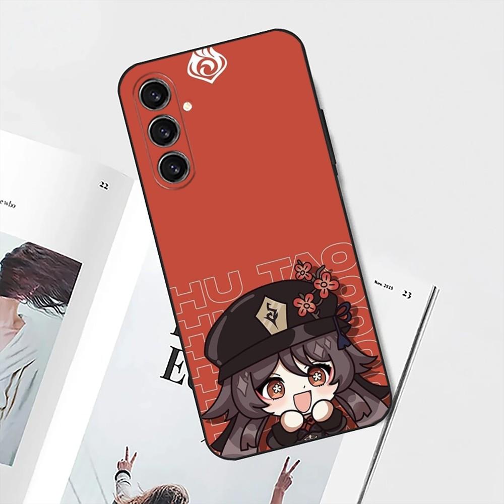 Чехол для телефона Genshin Impact Ху Тао HuTao для Samsung S25, S24, S21, S22, S23, S30, Ultra, S20, Plus, Fe, Lite, Note, 10 Черный Мягкий