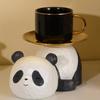 Decorative Panda Resins Statue with Storage Tray for Key and Trinkets Animal Sculpture Entryway Living Room Table Decors