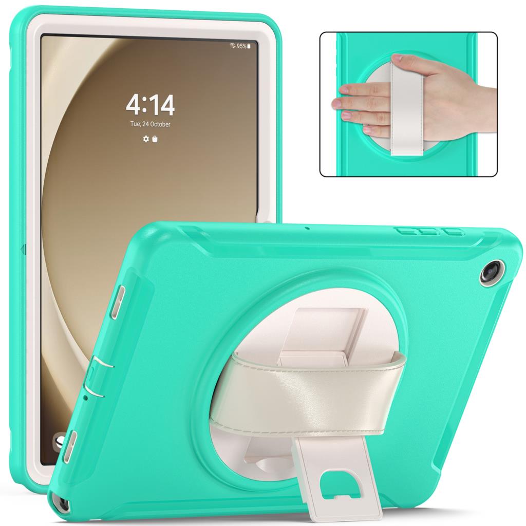 Чехол с ремешком на руку для Samsung Galaxy Tab A9 SM-X110 X115 X117 A9 Plus X210 X216 X218, 360-градусная вращающаяся обложка, 3-слойная защита Funda