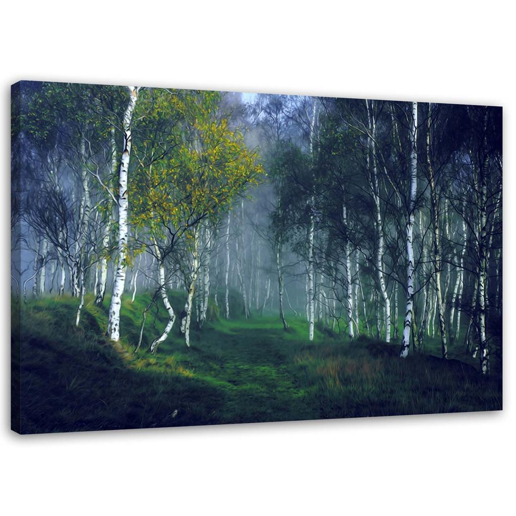 Canvas print, Birch forest in mist