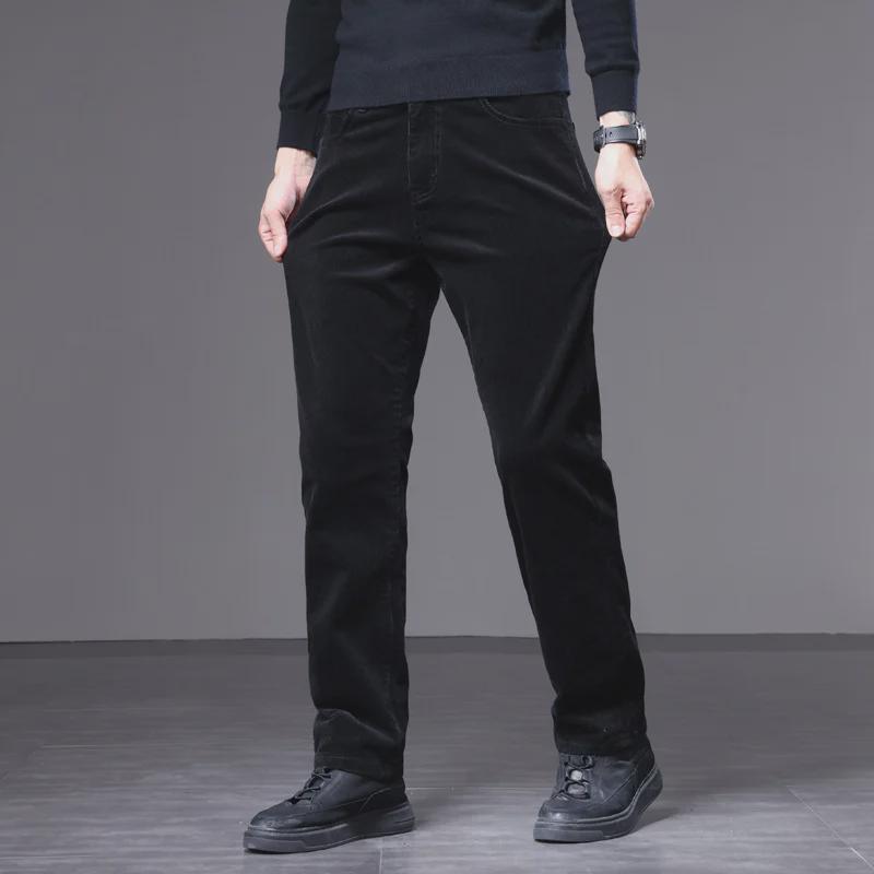 Мужские классические брюки вельветовые эластичные узкие деловые повседневные с пятью карманами