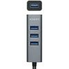 AISENS A106-0507 HUB USB 3.0, Type A/M-4xtype A/H, Gris, 10 cm