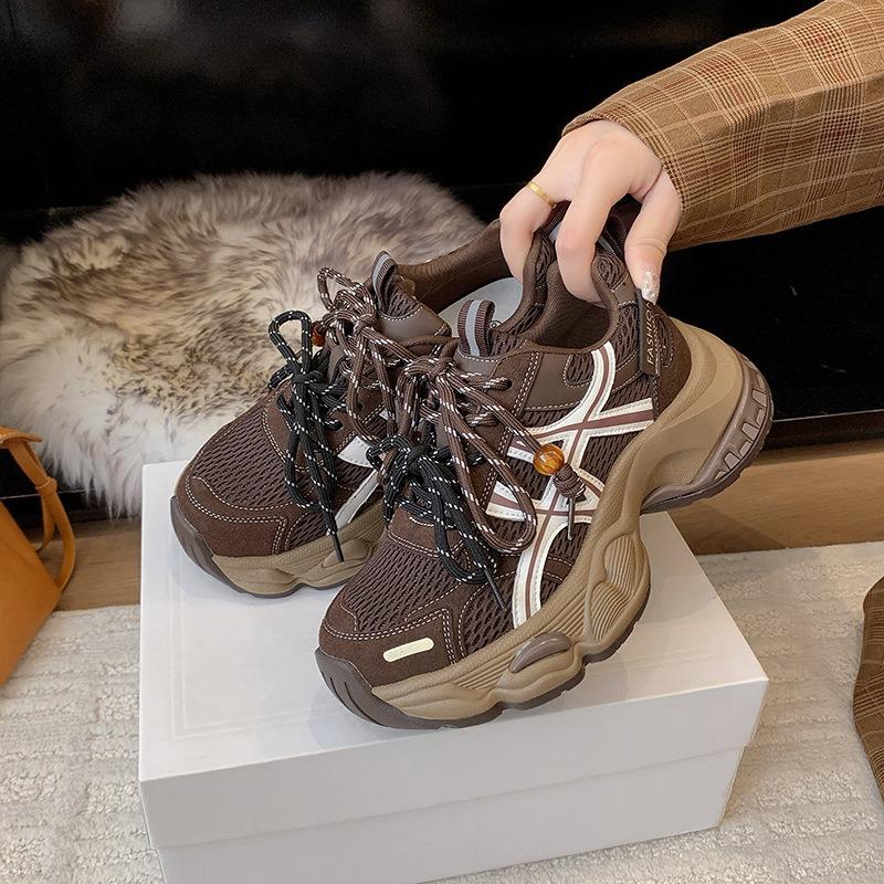 Thick-soled heightening dad shoes women's autumn new versatile, lightweight and breathable mesh running casual sports shoes