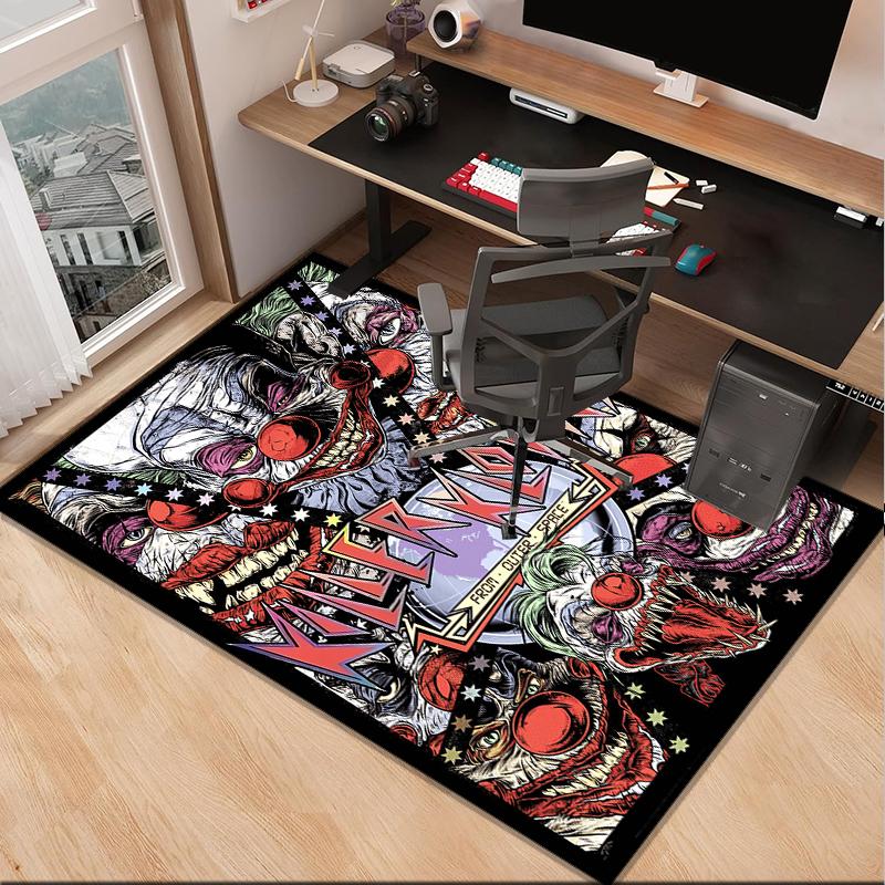 Scary Clown Horror Office Rug Chair Mat, Game Carpet, Suitable for Front Door, Bedroom, Living Room, Desk, Holiday Gift
