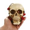 1pcs Resin Skull With Rose Statue, For Office Desk and Home Decor,For Halloween Decoration