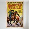 Винтажная жестяная вывеска 'The Haunted Hills' Pulp Magazine Cover - Ковбой и Лошадь Вестерн Арт Металлический Плакат для Бара Паба Домашнего Декора