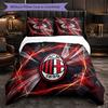 AC Milan Pattern 3 Pieces Bedding Set Soft Microfiber Duvet Cover with Pillow Cases for Bedroom