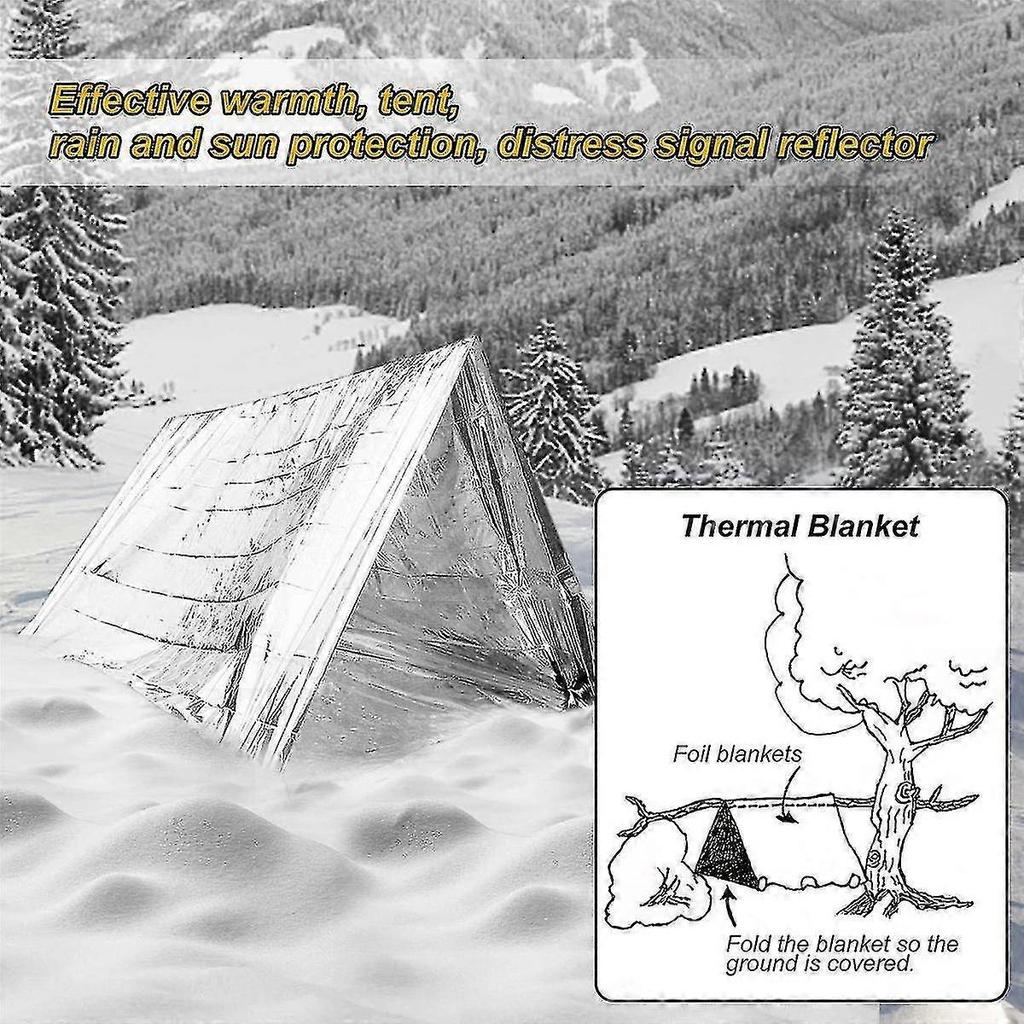 10pcs Outdoor Emergency Blanket Waterproof Space Curtain Foil Thermal Blanket 130x210cm Silver