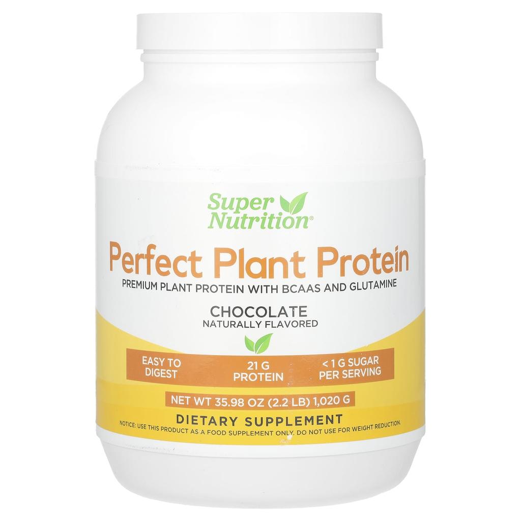 Super Nutrition Perfect Plant Protein, Шоколадный вкус, 2,2 фунта (1,020 г)
