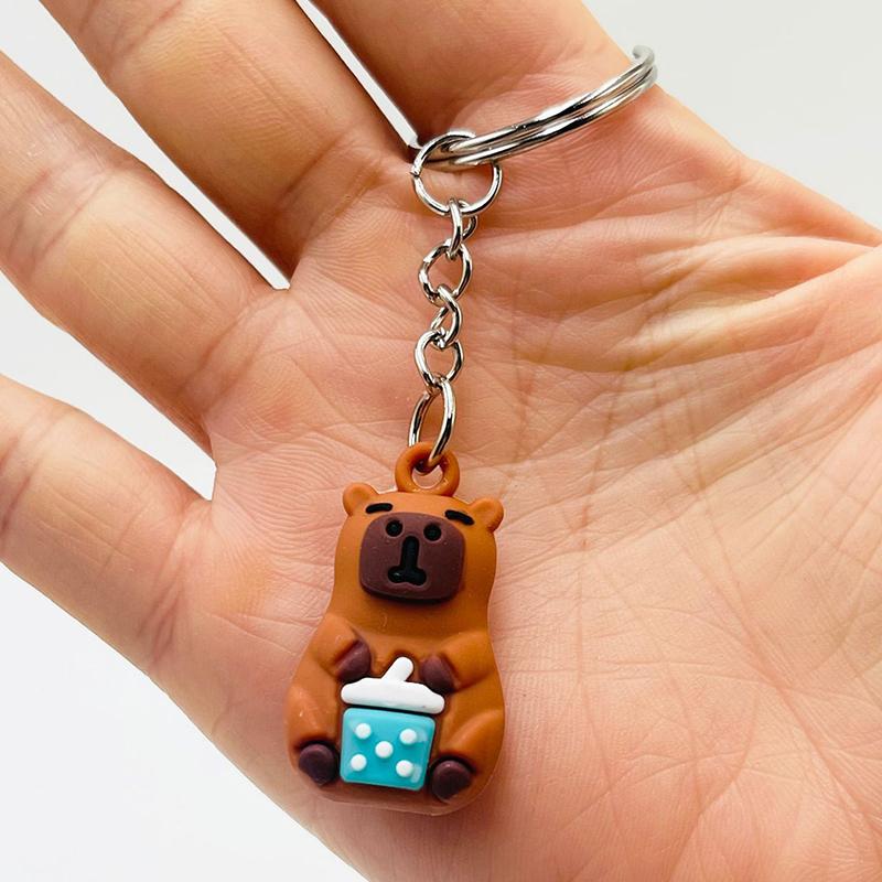 Брелок-кавайная капибара, мультяшный 3D-брелок с изображением животных, ПВХ-брелок для ключей, сумка-подвеска, рюкзак, подвесное украшение, подарки для пары