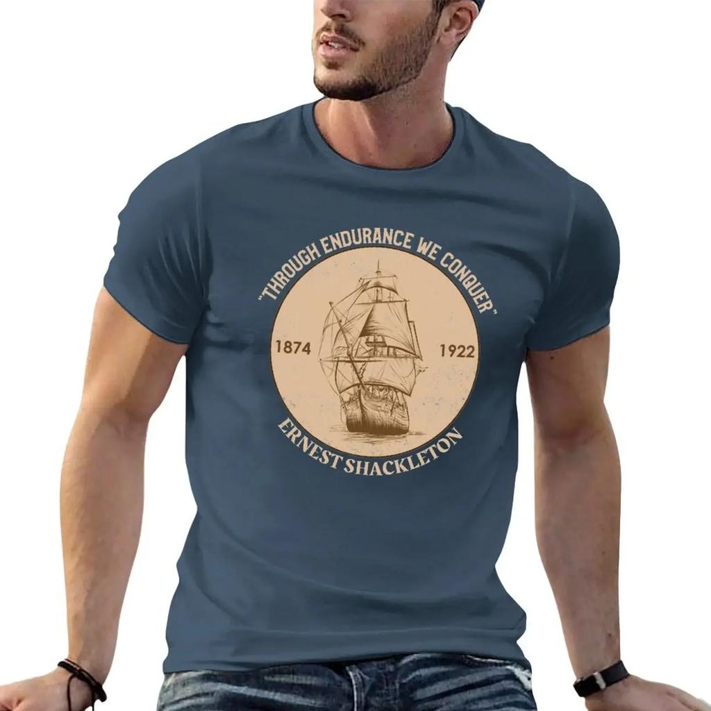 Sir Ernest Shackleton Through Endurance We Conquer TShirt street wear anime t shirts Unisexs cotton t shirts