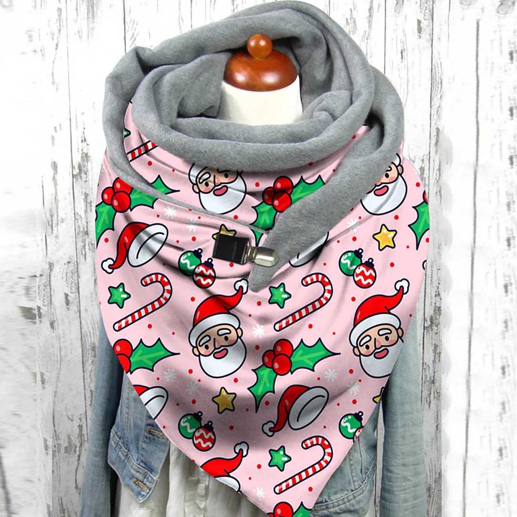 Women Christmas Printed Vintage Printing Scarf Fashion Multi-Purpose Shawl Scarf