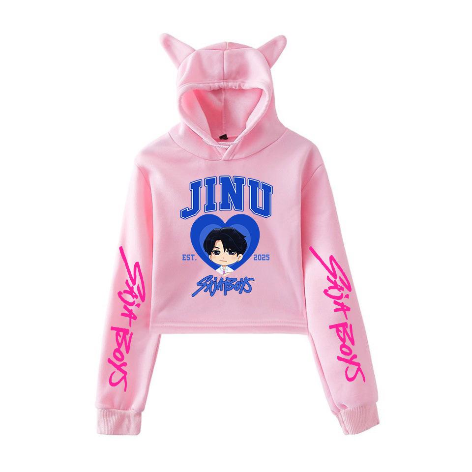K-pop Охотники на демонов Кошачьи ушки Короткое худи Осень Saja Мальчиковый пуловер Аниме Косплей Вечеринка Куртка Студент Y2K Харадзюку Одежда