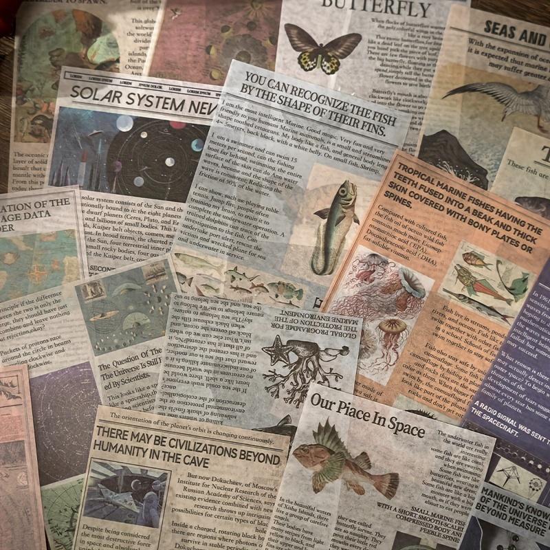 20pcs/pack Vintage old newspaper style Washi sticker book DIY Collage Decorative Background Stickers for Literature Art Scrap