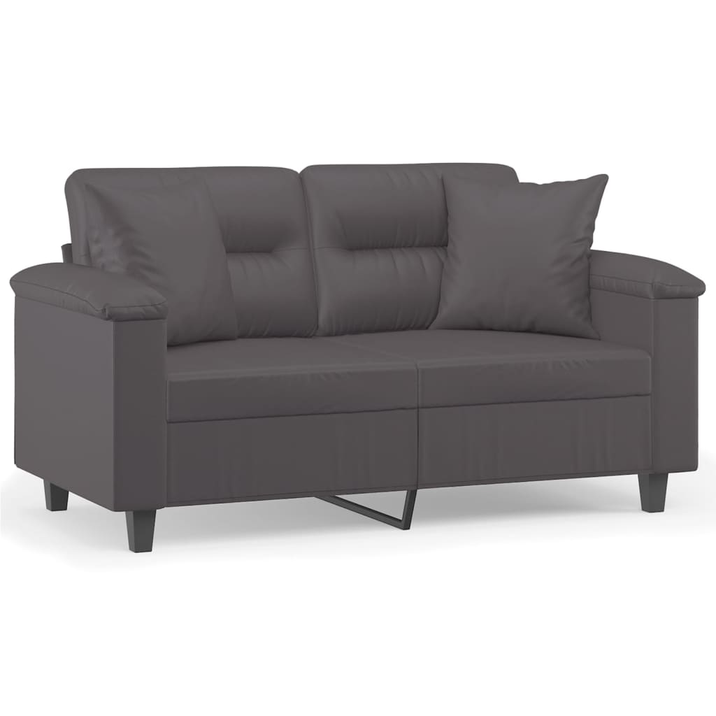 Vidaxl 2-Osobowa Sofa Z Poduszkami, Szara, 120 Cm, Sztuczna Skóra