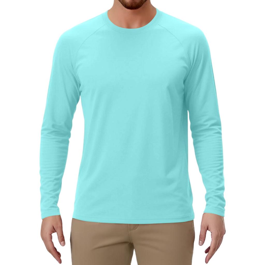 Мужской спортивный топ с длинным рукавом реглан однотонной расцветки