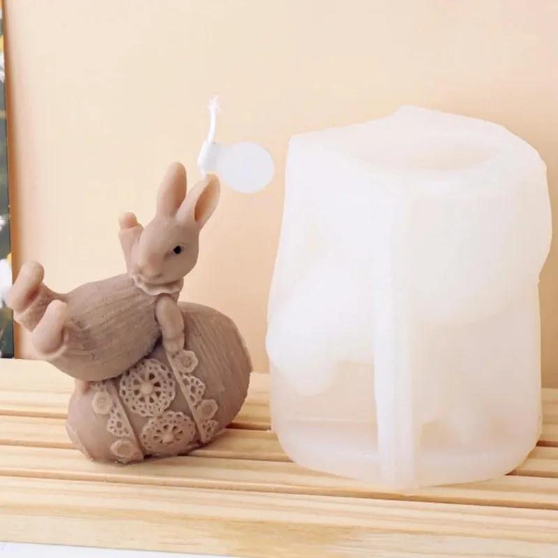 3D Кролик Кикбол Силиконовая Форма для Свечей DIY Пасхальное Яйцо Гипс Мыло Эпоксидная Смола Инструменты для Изготовления Кристаллов Настольные Декоративные Поделки