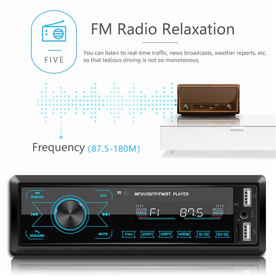 Одиночный автомобильный стерео Mp3-плеер 1 Din в приборной панели Bluetooth Aux-In Радио головное устройство с сенсорными кнопками