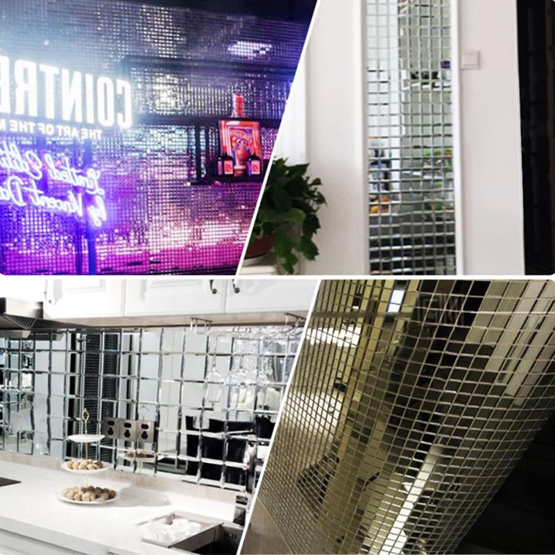 Зеркальная мозаичная плитка наклейки Diy самоклеящаяся мини-квадратная акриловая наклейка на стену