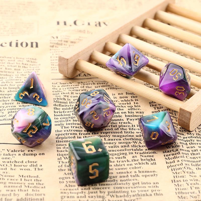 7Pcs/Set Four-Color Multi-Sided Digital Dice Set Running Group Game Dice